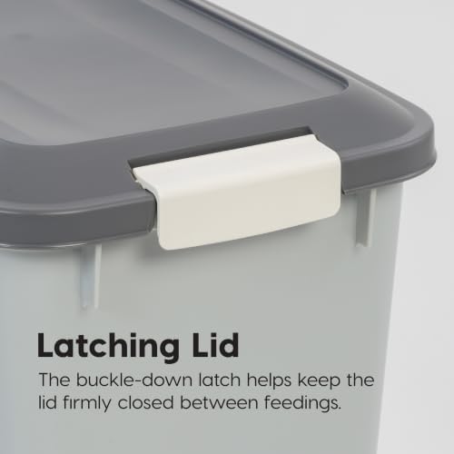 IRIS USA Dog Food Storage Container, Up to 54 lbs, Gray/Dark Gray