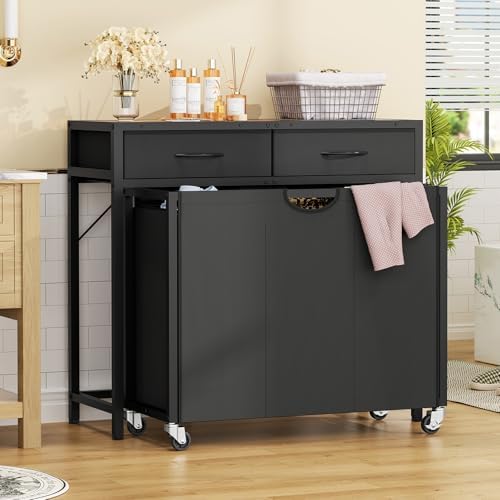 Laundry Sorter, Rolling Laundry Hamper with 3 Section Pull-Out Bags, Laundry ...