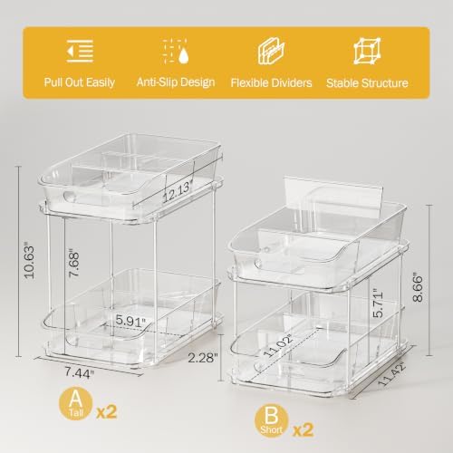 Delamu 2-Tier Under Sink Organizers and Storage, Multi-Purpose Stackable Bath...