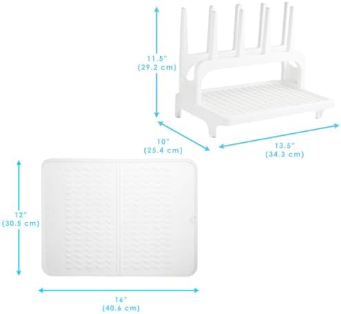PopYum White Space Saving Drying Rack with Silicone Mat