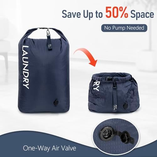 WiseBoy 2 Pack Travel Laundry Bag, Compression Storage for Dirty Clothes