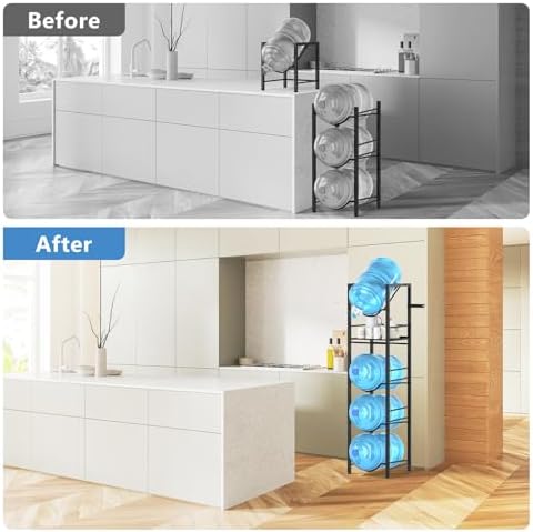 Eocnrhe 2-In-1 5 Gallon Water Jug Holder, 5 Tier Water Jug Stand Holder with ...