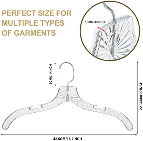 Quality Clear Plastic Hangers 24 Pack - Crystal Cut for Shirts, Suits, Coats,...