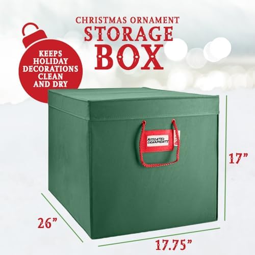 HOLDN’ STORAGE Christmas Ornament Storage Box with Dividers, Stores Ornaments...