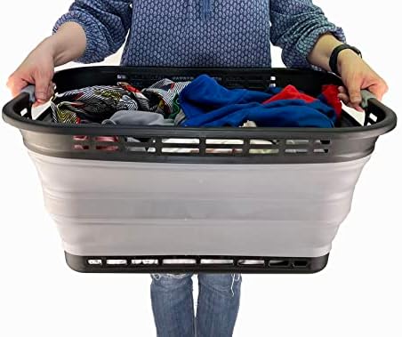 SAMMART 42L (11 Galloons) Collapsible Plastic Laundry Basket - Foldable Pop U...