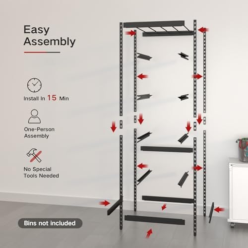 FERO 27 Gallon Storage Bin Rack Organizer, Heavy-Duty Tote Storage Rack, 5-Ti...