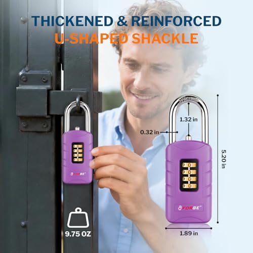 Forge 4-Digit Combination Padlock with Backup Keys, Recover Forgotten Code, W...