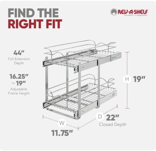 Rev-A-Shelf Pullout Organizer for Cabinets, Min Opening Width of 11.5"