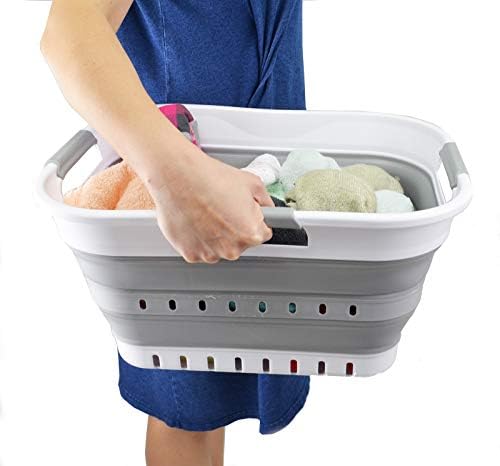 SAMMART 19L (5 gallon) Super Mini Collapsible 3 Handled Plastic Basket - Fold...