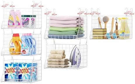 3-Tier Foldable Laundry Basket Organizer with Rotating Hooks(no wire shelf)