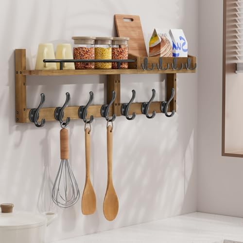 29 inch Coat Rack Wall Mount with Shelf, Entryway Wall Shelf with Hooks, Heav...