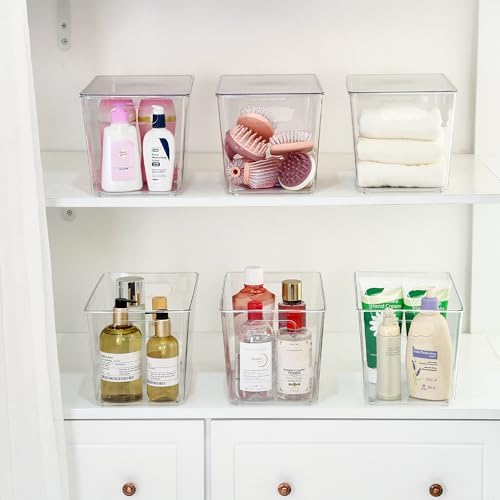 Vtopmart 6 Pack Clear Stackable Storage Bins with Lids and Handles, XLarge