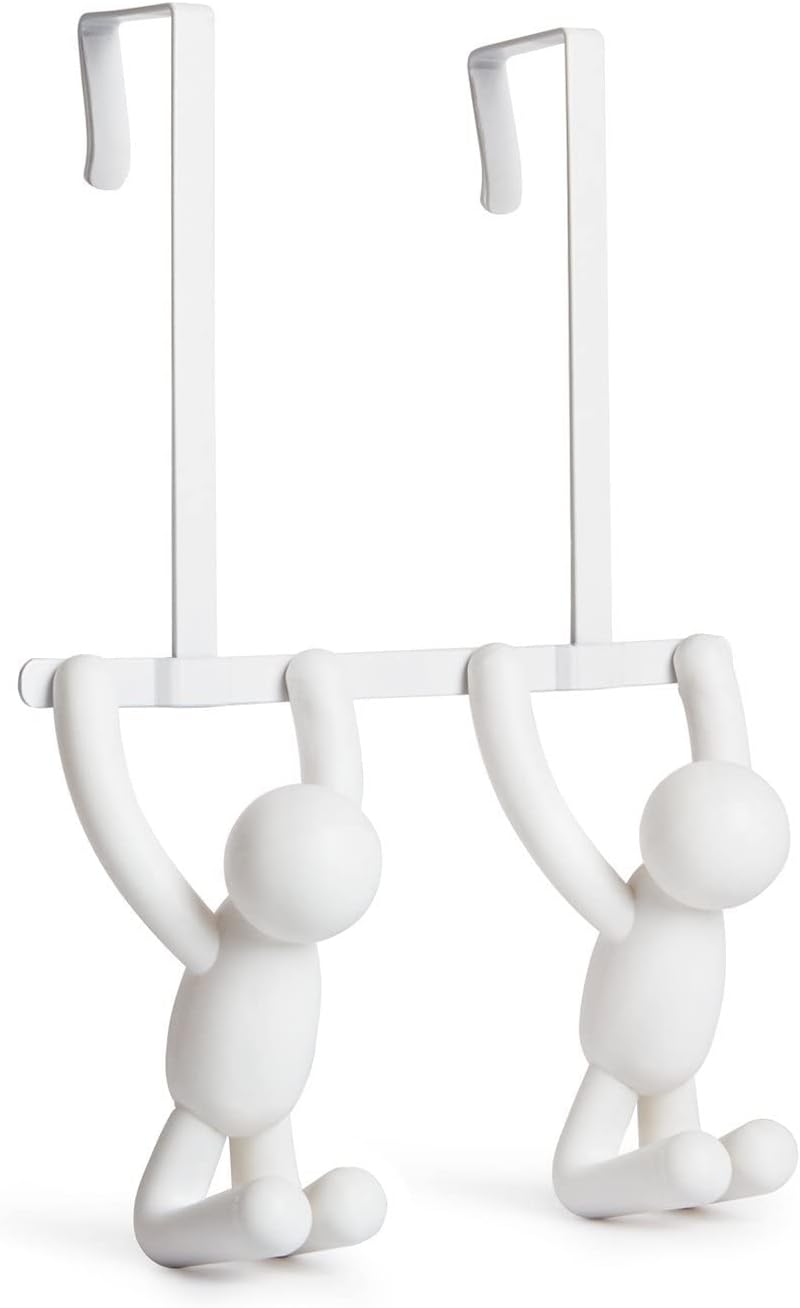 Umbra Buddy Over the Door Double Hook, Coat and Towel Hook, White