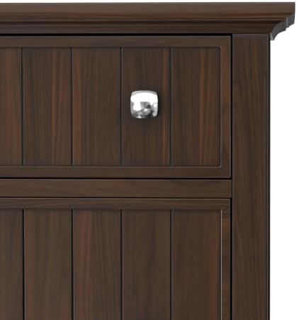 SIMPLIHOME Acadian 32" Wide Solid Wood Shoe Cabinet in Brunette Brown