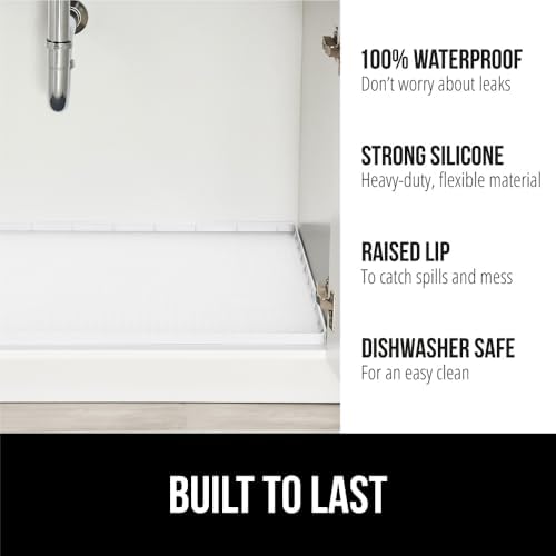 GORILLA GRIP Waterproof Silicone Under Sink Mat, Stay in Place, 46x22 White