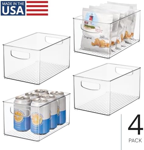 iDesign Stackable Clear Plastic Bin, 4-Pack