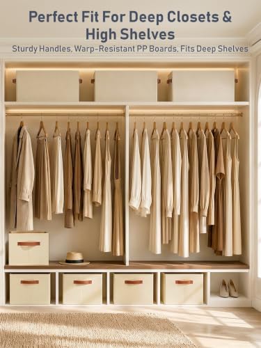 6 Pack Large Closet Storage Baskets Bins for Shelves, Collapsible Fabric Clos...