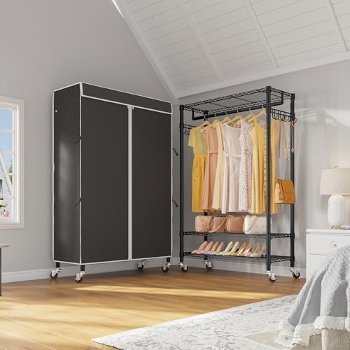 VIPEK R3C Clothes Rack with Cover, Portable Closet Rolling Garment Rack
