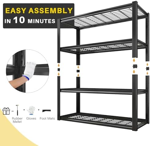 REIBII 40" W Storage Shelves with Wire Mesh Panels for Garage Organization