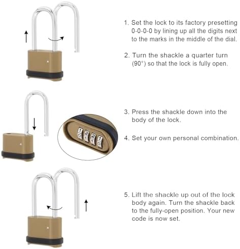 4 Digit Combination Lock, 4 Pack Heavy Duty Combination Padlock with 2.5 Inch...