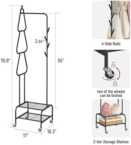 Christmas tree styled Garment Rack for Hanging Clothes with Shelf & Hooks