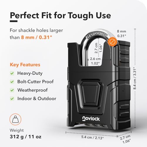 Heavy Duty Outdoor Combination Lock, Padlock with Shrouded Shackle
