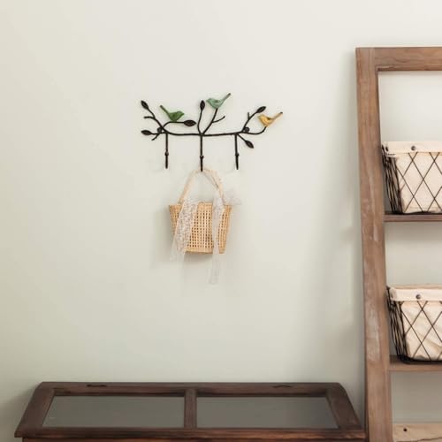 SOFFEE DESIGN Vintage Wall-Mounted Coat Rack with 3 Hooks, Birds Standing on ...