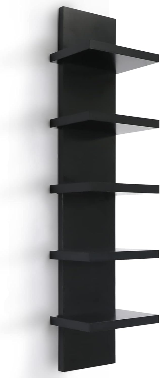 Homaterial Small 5 Tier Wall Shelves, Black