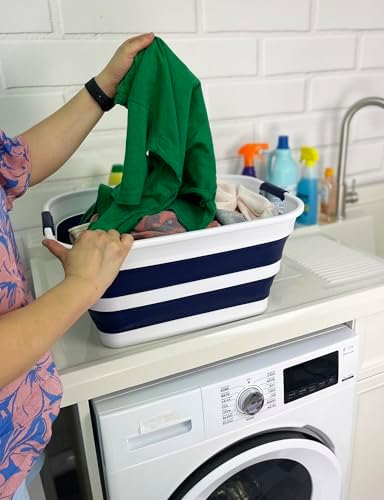SAMMART Collapsible Plastic Laundry Basket with Handle/Foldable Pop Up Storag...