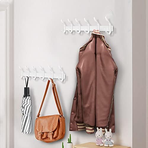 White Coat Rack Wall Mount, 23 Inch Coat Hooks with 8 Hooks, 1 Pack