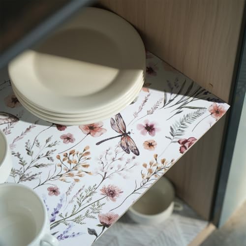 Floral Shelf and Drawer Liner for Kitchen Cabinets,24IN x 10FT