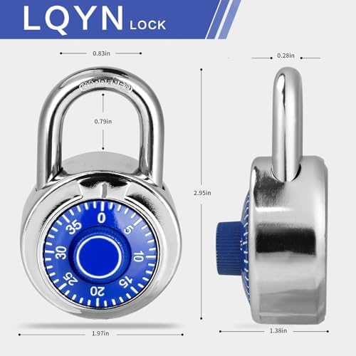 Combination Lock, LQYN Dial Combination Padlock, Pack of 12; Blue
