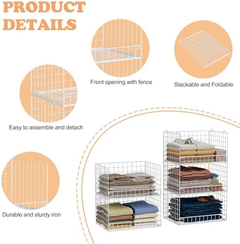 Yociyoga 5-Tier Stackable Closet Organizers and Storage Basket - Foldable Clo...
