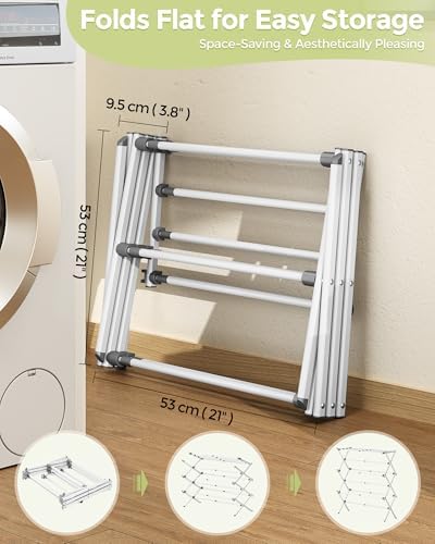 APEXCHASER 3-Tier Foldable Clothes Drying Rack, 37.6" H, White