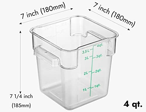 CURTA 4 Pack Food Storage Container with Green Lid - NSF Commercial Grade in ...