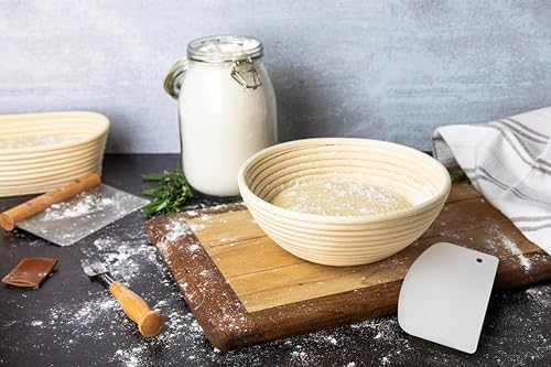 Kook Banneton Bread Proofing Set, Artisan Sourdough Bread Making Kit, 9 Inch ...