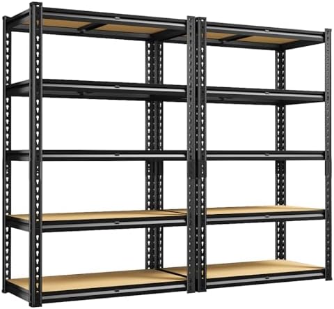 REIBII 2-Pack Garage Shelving, Heavy Duty Storage Rack for Shed Workshop