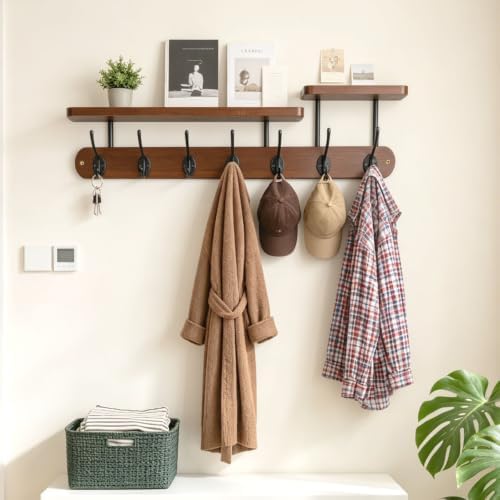 Coat Rack Wall Mount 23" Coat Rack Wall Mount with Shelf for Entryway, R...