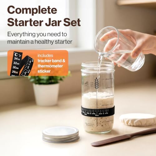 EDELHAUS Sourdough Starter Kit with Oval Banneton Proofing Basket