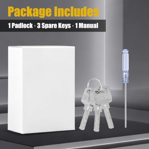 Heavy Duty Combination Padlock with Key, Large Weatherproof Zinc Alloy Padloc...