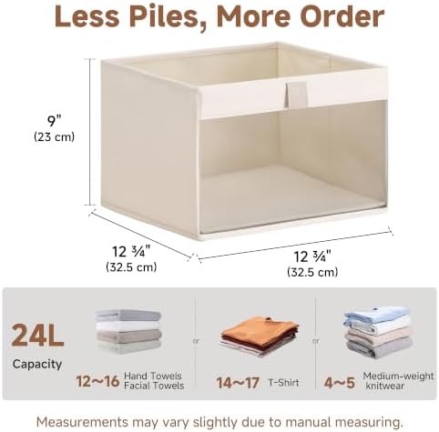 StorageWorks Closet Organizer Bins with Clear Window, Beige