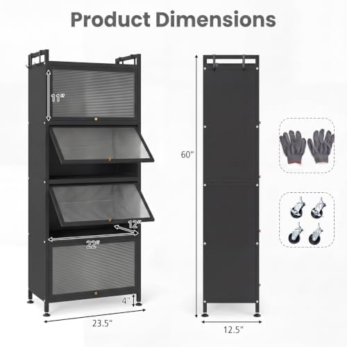 LOKO 5-Tier Kitchen Storage Cabinet, Mobile Microwave Stand (Black)