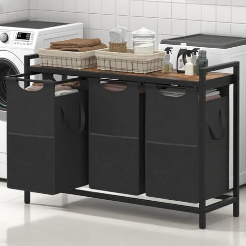 Heybly Laundry Hampers, 3 × 15 Gal (171 L) Laundry Basket with Large Desktop ...