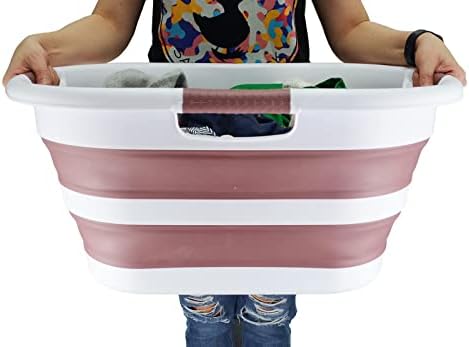 SAMMART 40L (10.5 gallon) Collapsible Plastic Laundry Basket - Foldable Pop U...