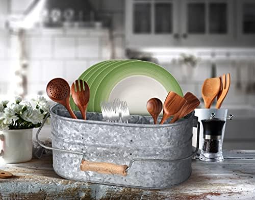 Light & Pro Multipurpose Galvanized Rustic Farmhouse Caddy - Metal 4 Comp...