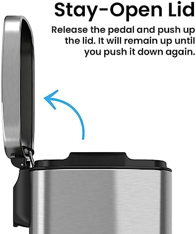 ITouchless SoftStep 1.32 Gallon Small Stainless Steel Step Trash Can with Abs...