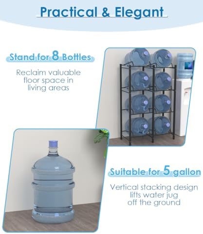 Mocomax 5 Gallon Water Jug Holder, Detachable Water Bottle Holder for 8 Bottl...