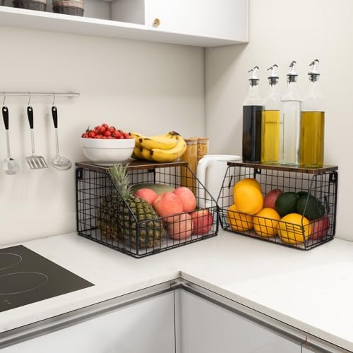 Mefirt Fruit Basket, Stackable Wall Mounted Fruit Baskets, Potato Baskets Oni...