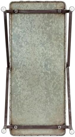 Creative Co-Op Galvanized Metal Storage Bucket on Stand with Handle, Distress...