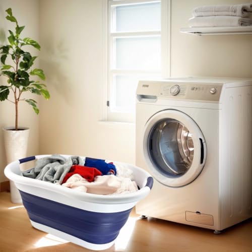 SAMMART 40L (10.5 gallon) Collapsible Plastic Laundry Basket - Foldable Pop U...